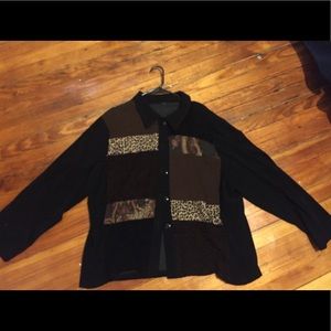 Black Suede African Animal Design Shirt